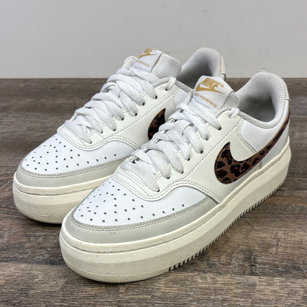 Nike Court Vision Alta Sneakers | Leopard Swoosh | Women’s 8.5